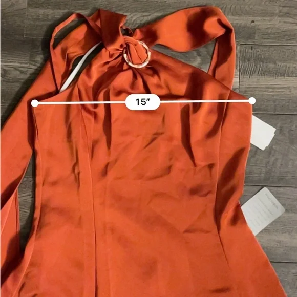 Halston Heritage Genevieve Orange Maxi Satin Evening Dress Sz 2 595$